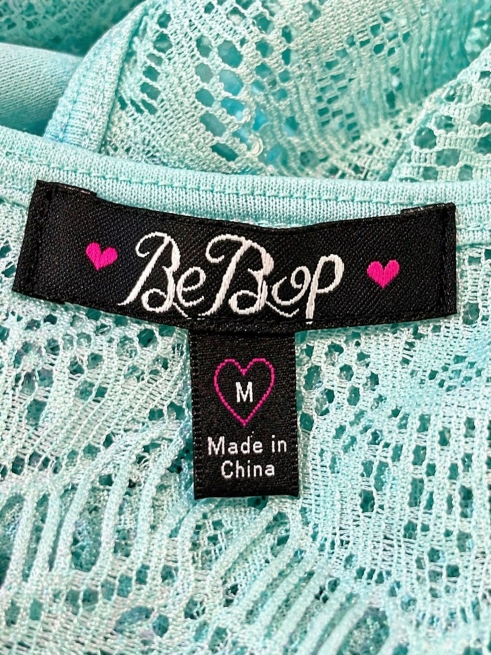 BeBop Mint Lace Fit Flare Dress NWT Size M Pool Blue Sleeveless - Picture 7 of 9